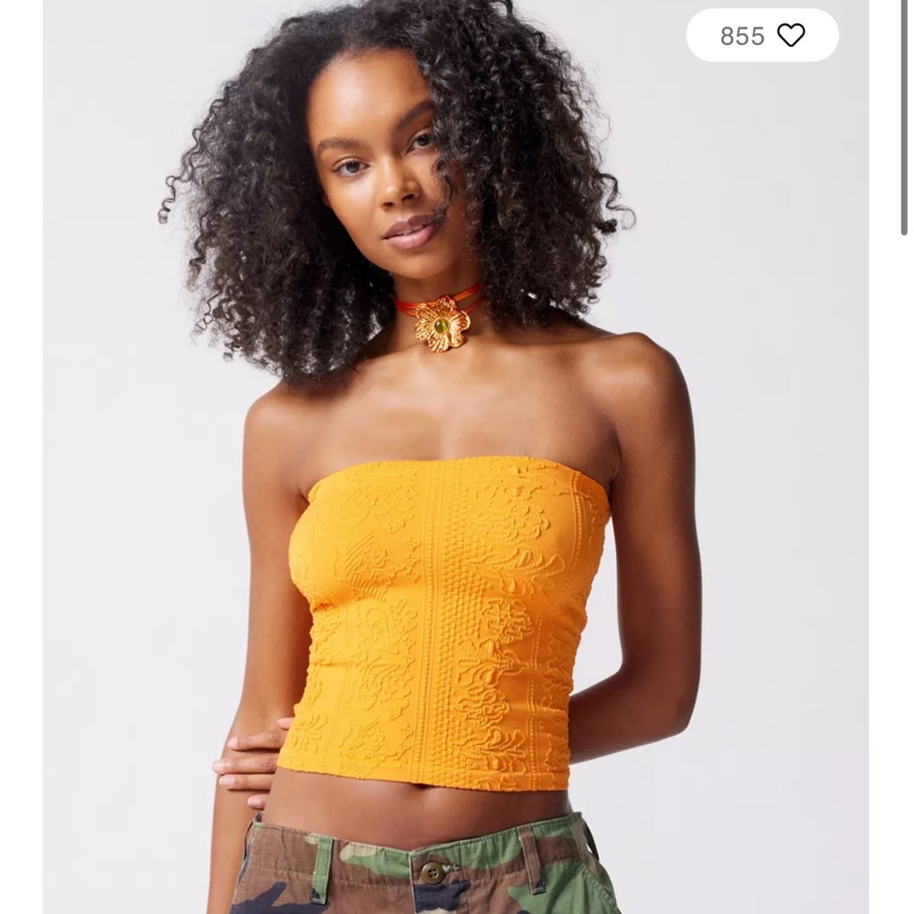 Brand new orange detailed urban tube top